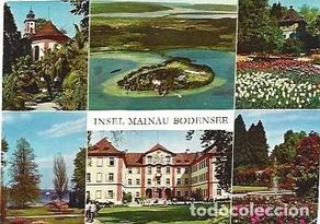 Postcards: Alemania & isla de Mainau, iglesia del castillo, antigua torre defensiva, Würenlos, Suiza 1969 (8267